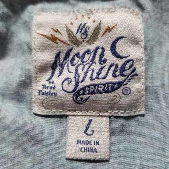 Moonshine Brad Paisley Green Blue Western Snap Button Mens Shirt Size Large - Picture 3 of 3